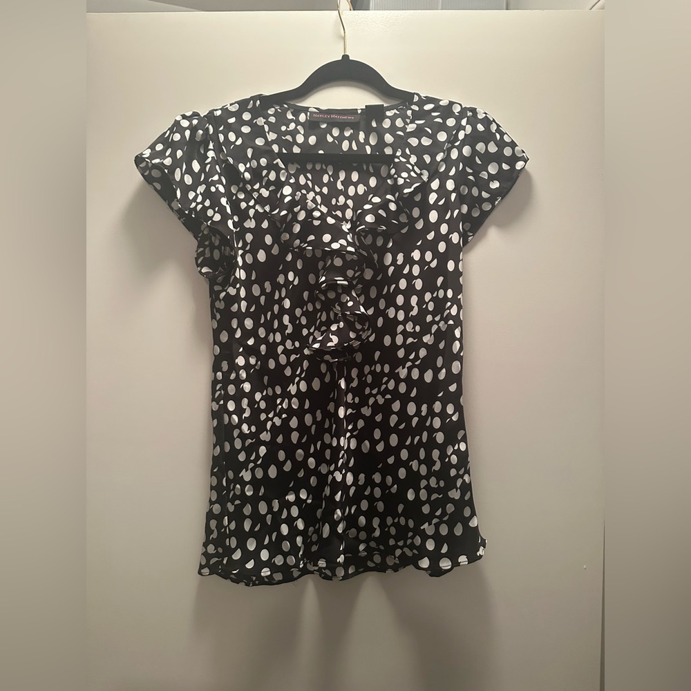 Two Hayley Matthews short sleeve blouses - great for under suit jacket.  Size M - Picture 2 of 5